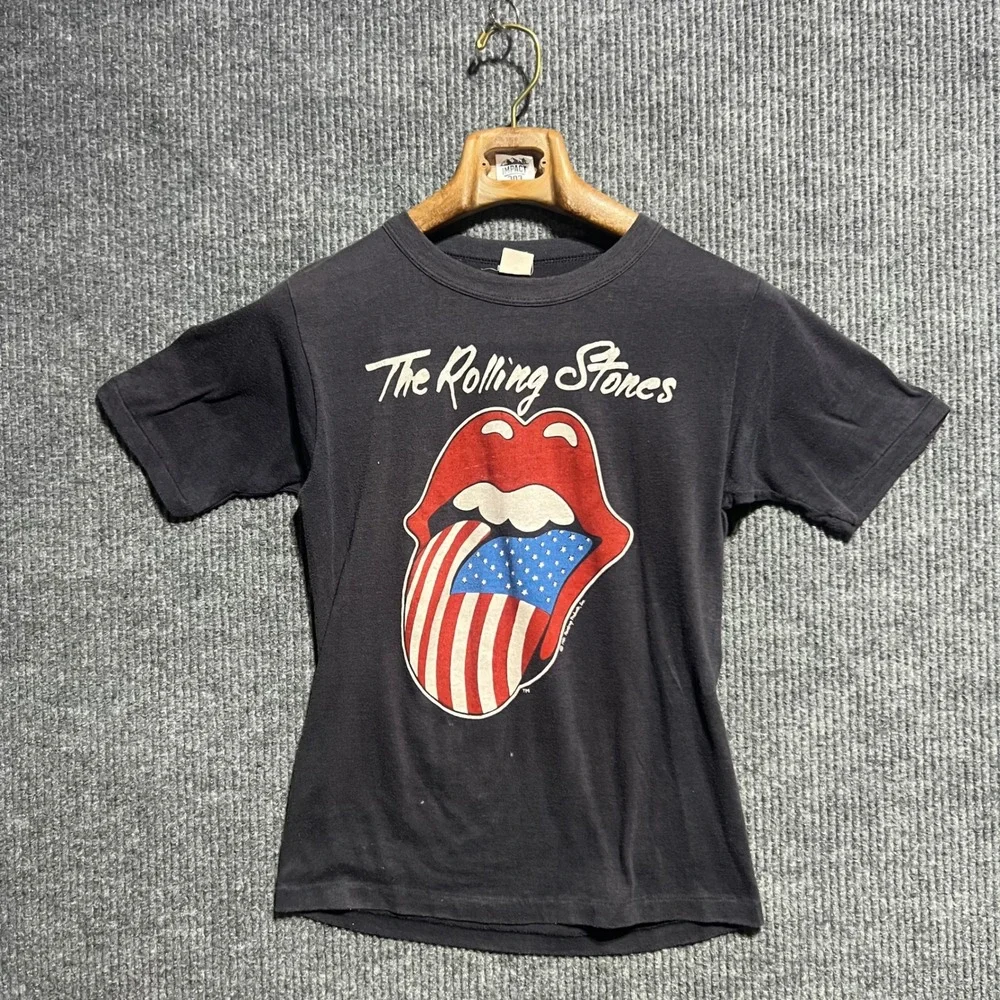 Vintage Rolling‎ Stones T Shirt Mens Small Black 1981 North American Tour Band T